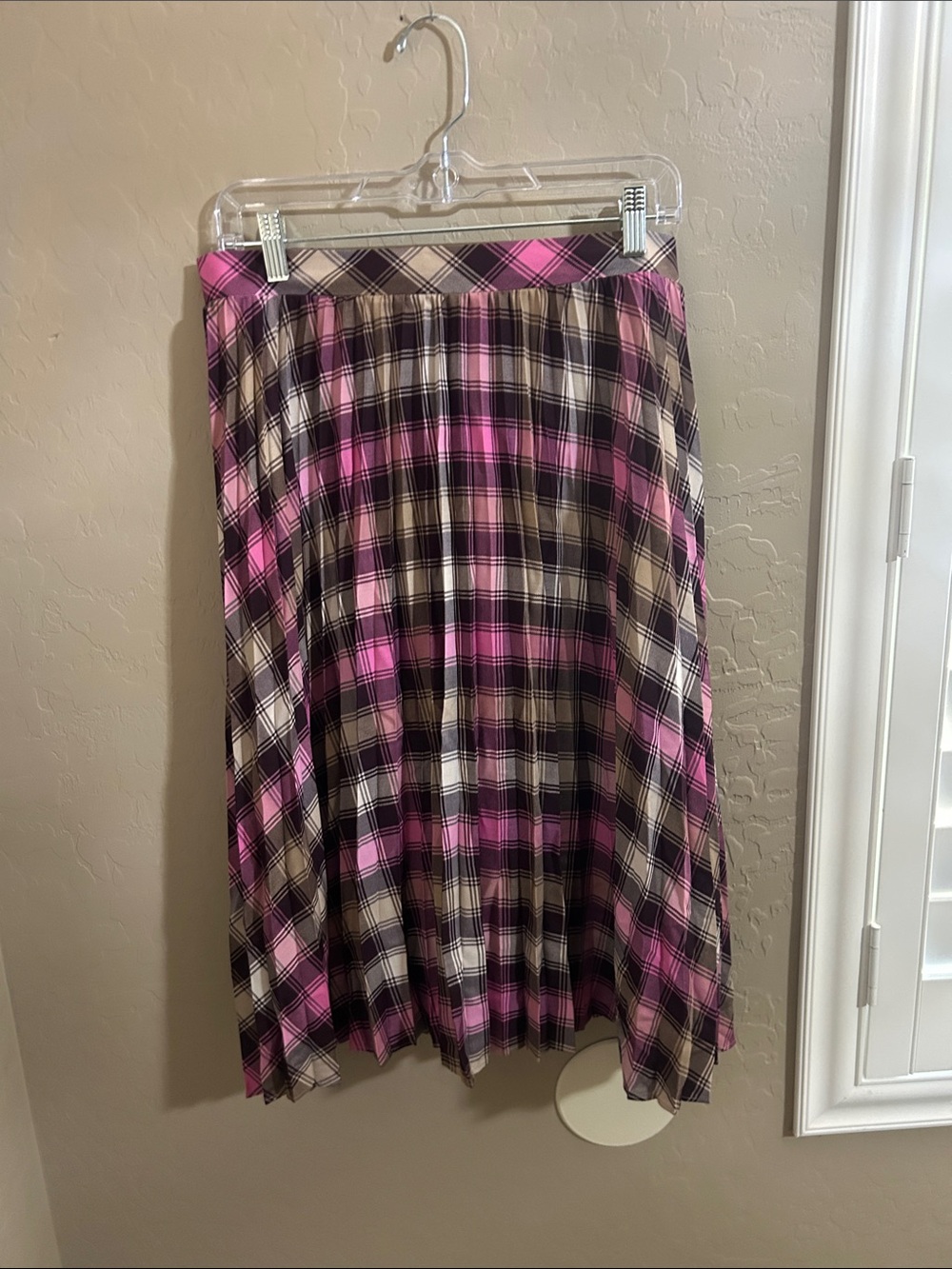 Ann Taylor Pink Plaid A-Line Skirt